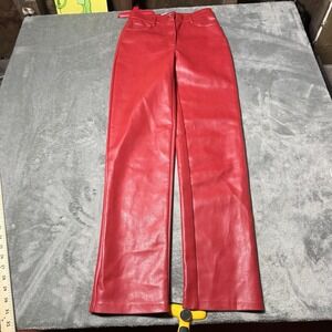 Aritzia Wilfred Free Faux Leather Pants Size 2 Lucy Red Straight Leg City Grunge
